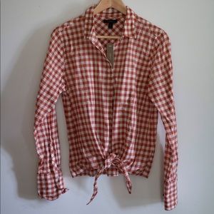 Never-worn J.Crew tie-front gingham button down